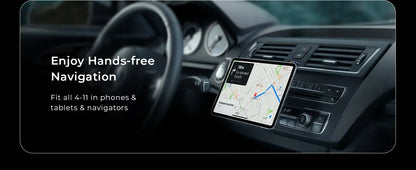 LISEN Magnetic Car Phone Mount for iPhone and Android with 6 Magnets and Adjustable Arch Design, Black