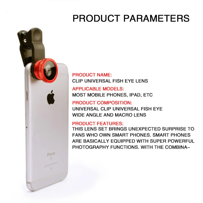 3 in1 Fisheye Phone Lens 0.67X Wide Angle Zoom Fish Eye Macro Lenses Camera Kits With Clip Lens Kits On The Phone for Smartphone