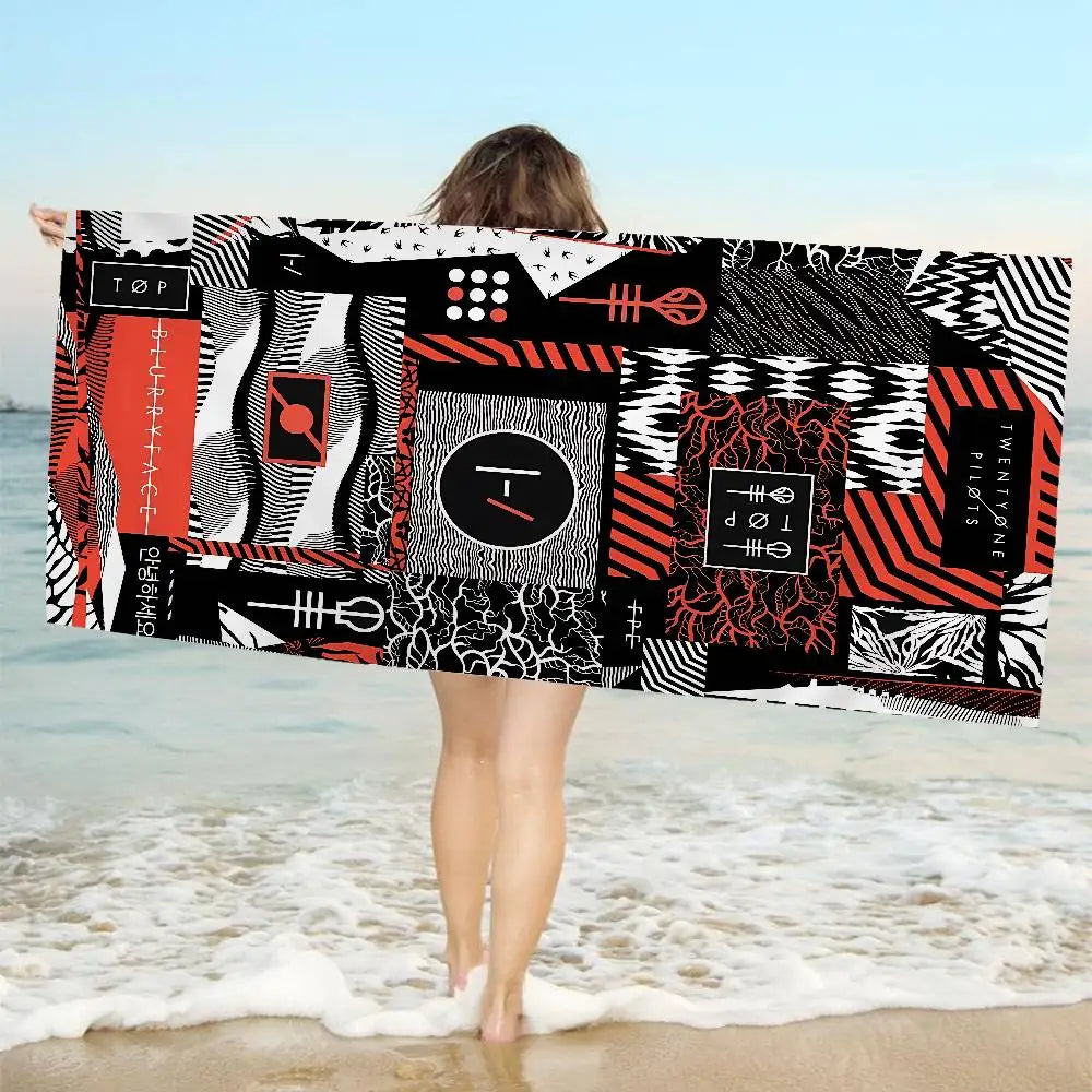 T-Twenty One Pilots Beach Towel Colorful Bath Towels For Girl Microfiber Quick Dry Custom Sand Free Beach Yoga Spa Gym Pool