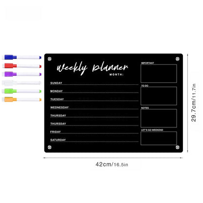 Acrylic Fridge Magnetic Blackboard Weekly Daily Calendar Memo Refrigerator Magnetic Clear Planner Dry Erase Message Board List