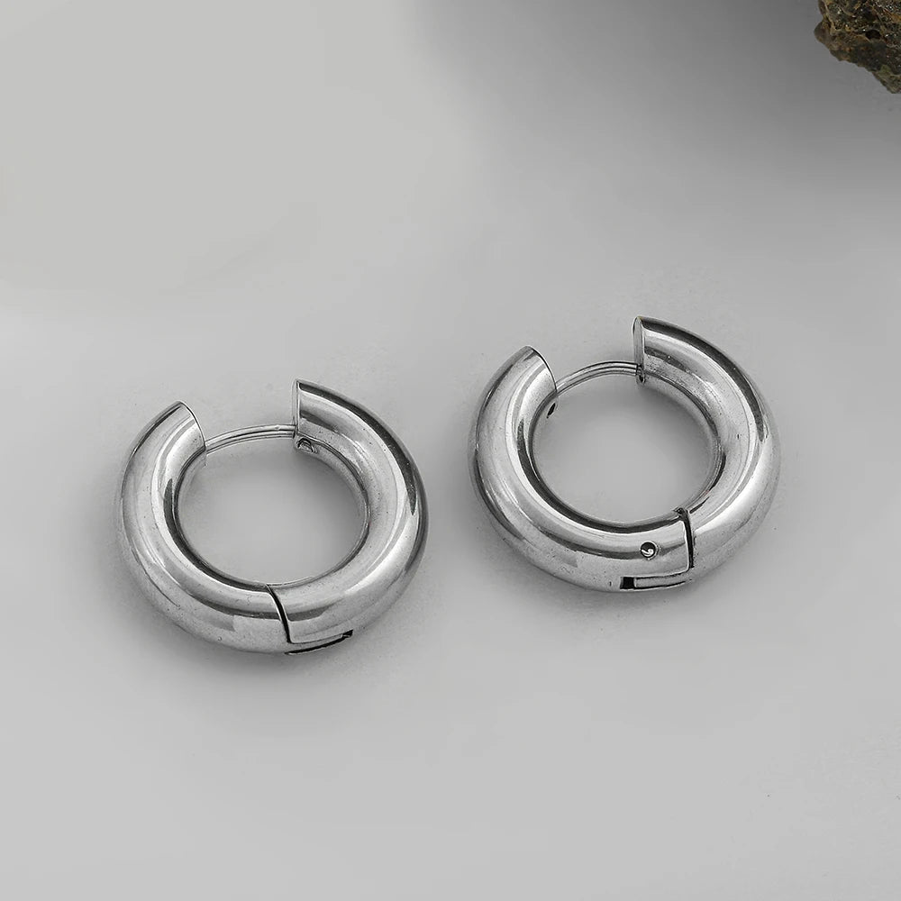 Punk Gold plated Chunky Irregular Hammered Hoop Earrings for Women Minimalist Geometric Twisted Polished Ear Ring Huggie Hoops