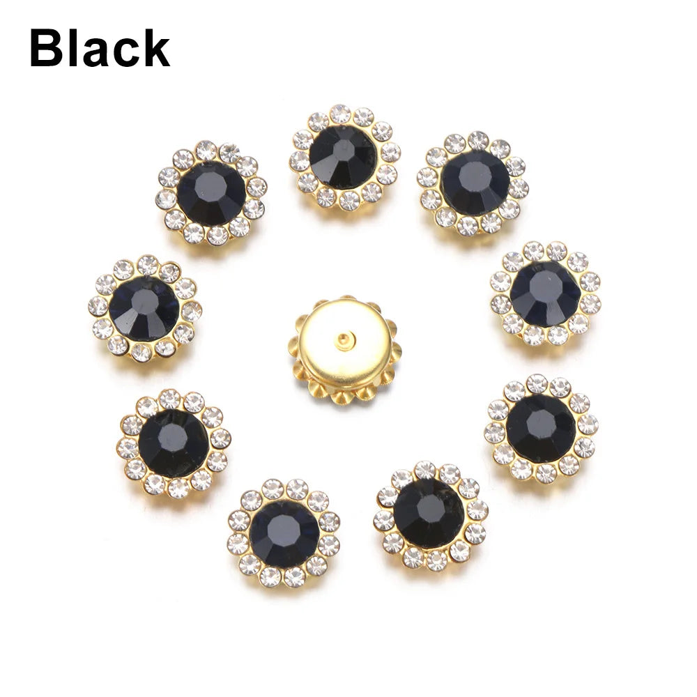 10 PCs 15/20/25MM Round Metal Rhinestone Buttons for Clothing DIY Sewing Accessories Wholesale Luxury Fashion Apparel Decoration