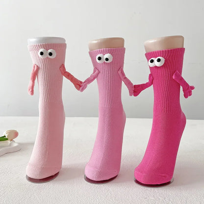 Magnetic Hand Holding Socks Dopamine Colors SocksFunny Men For Women Novelty Friendship Couples Bestie Gift Boyfriend Girlfriend