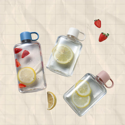Water Botlte Flat Bpa Free Sport Clear Plastic Crystal Drinks Kettle Notebook Milk Juice Transparent Drinkware Birthday Gift