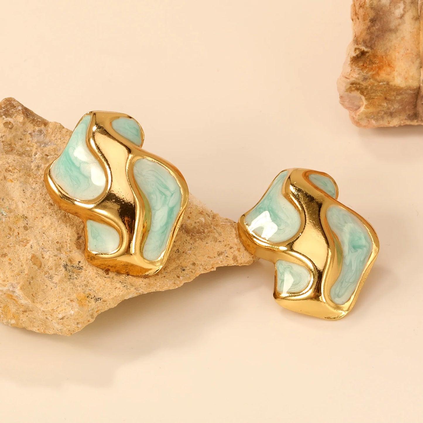 LUXUSTEEL Irregular Vitality Earrings Butterfly Women Stud Earrings Round Stainless Steel Female Ear ring Elegant Jewelry Gift