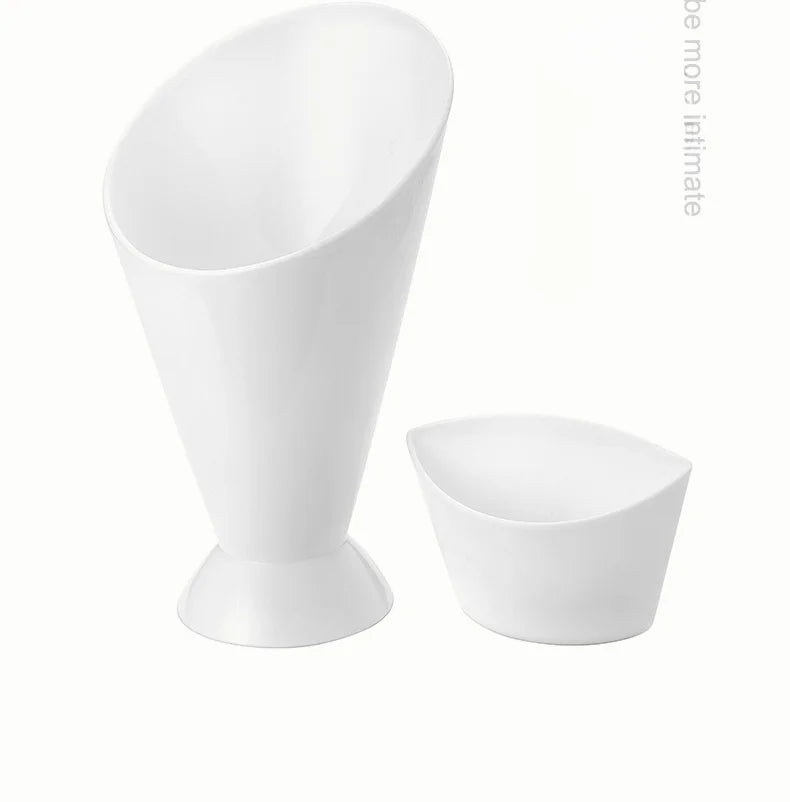 2 In 1 French Fries Cups Plastic Cups Sauces Snacks Dessert Plate Ketchup Slant Cup Two Cup Spout Kitchen Accessories