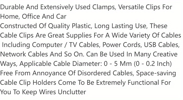 50pcs Adhesive Cable Clips Wire Clips Cable Wire Management Wire Cable Holder Clamps Cable Tie Holder For Car, Office And Home