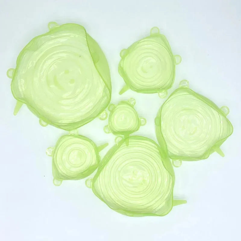 Silicone Stretch Lids Reusable Airtight Fruit Food Wrap Covers 6 Pcs Keeping Fresh Seal Bowl Stretchy Wrap Preservation Cover