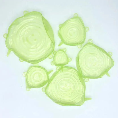 Silicone Stretch Lids Reusable Airtight Fruit Food Wrap Covers 6 Pcs Keeping Fresh Seal Bowl Stretchy Wrap Preservation Cover