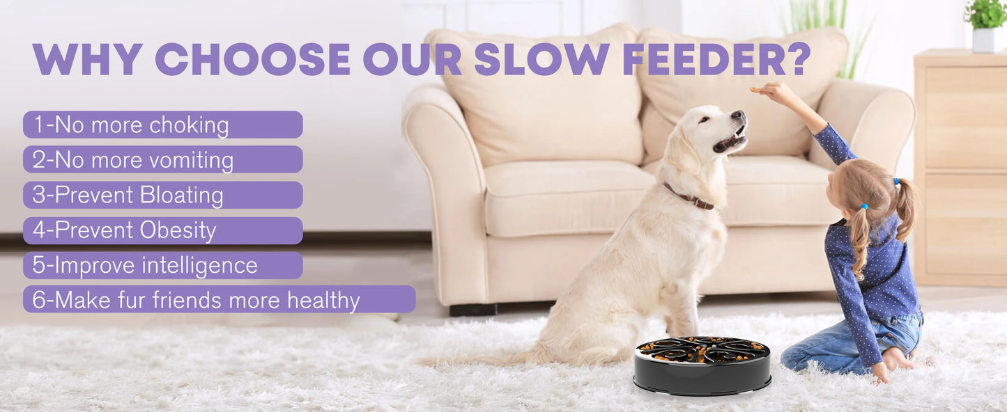 Pet Dog Slow Feeder Bowl Fun Non Slip Anti-Gulping Slower Food Feeding Dishes Eco Dog Bowl for Large Medium Small Dogs Puppy
