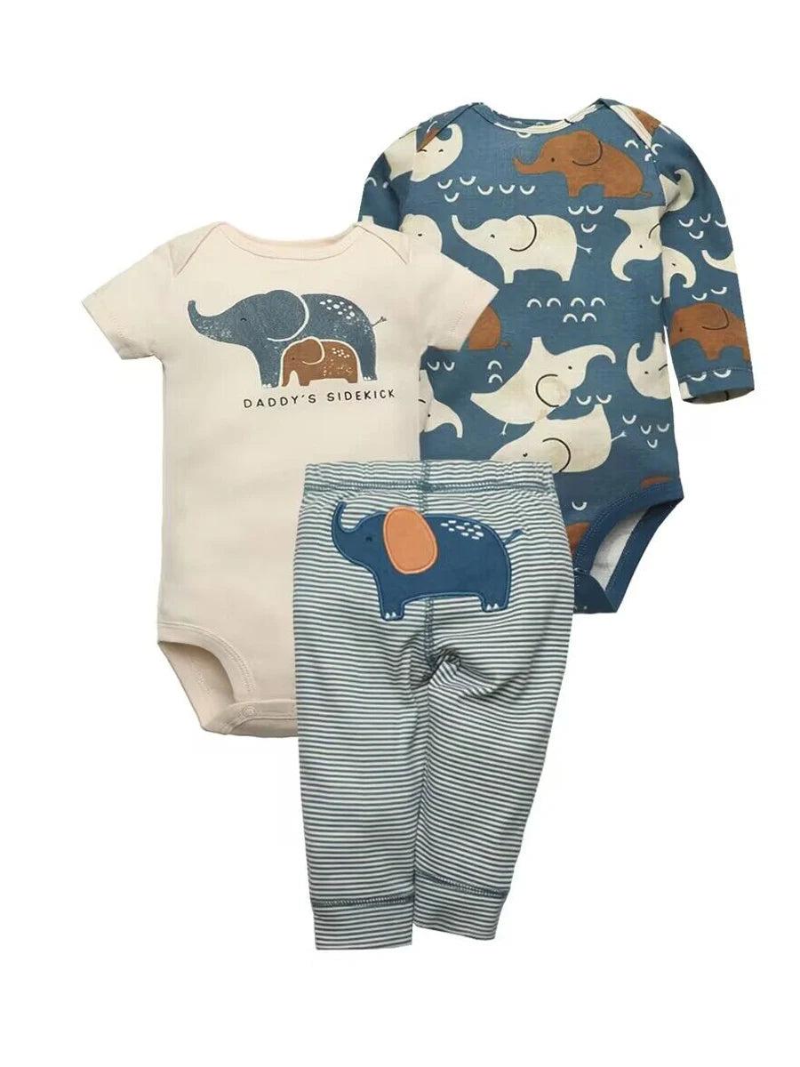 Newborn Baby Clothes Set Baby Boy Born Clothing 3PCS Bodysuit+Pants Outfit Toddler Girl Suit Infant Pajama Pure Cotton Sets