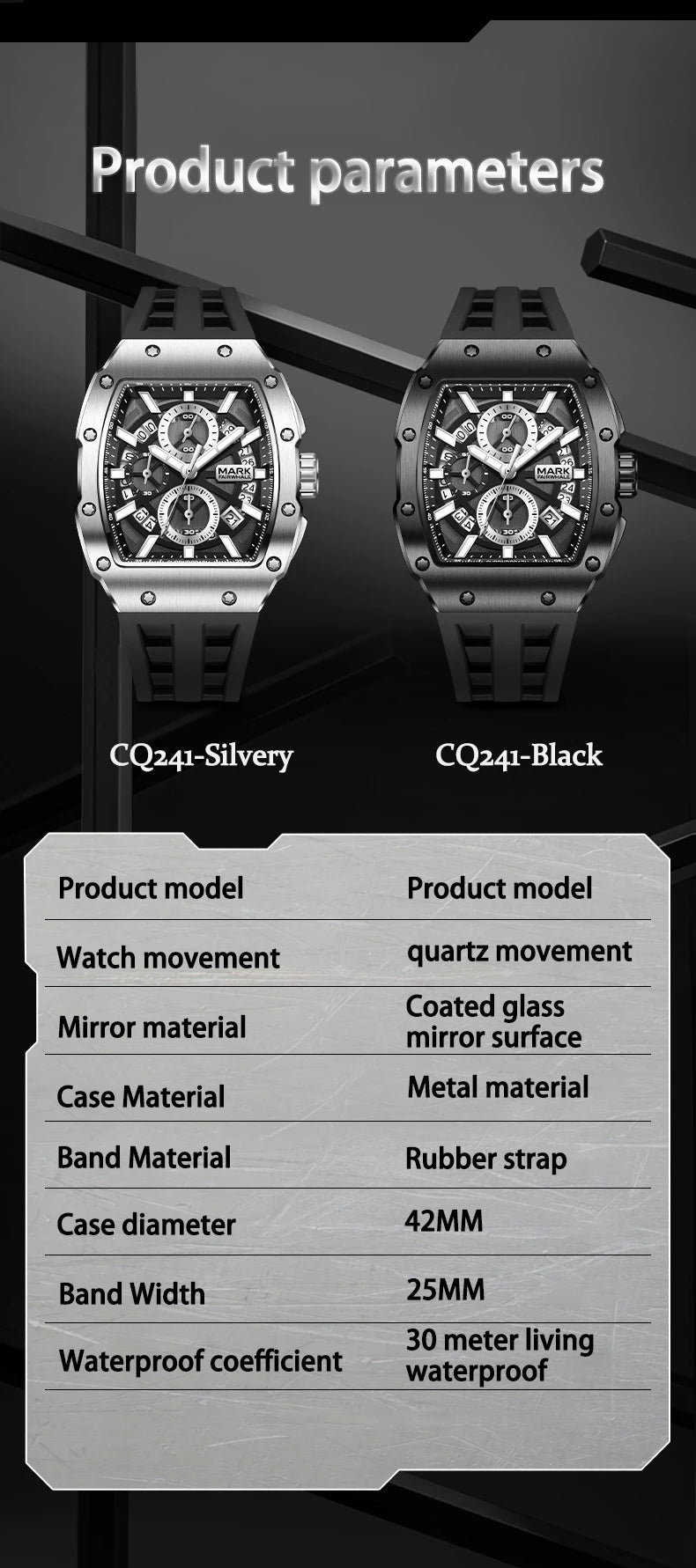 UTHAI CQ241 Original replica watch men's watch fluorescent waterproof men's watch barrel shaped quartz watch