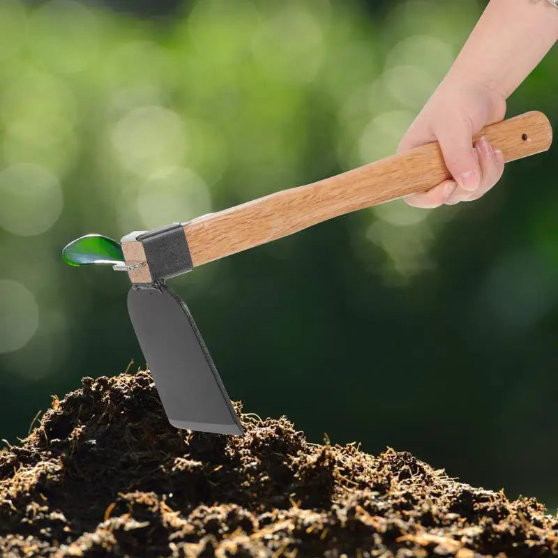 Iron Gardening Cultivator Manual Wooden Handle Agriculture Hoe Vegetable Farming Tool Weeding Hoe