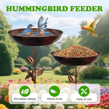 Bird Bath Feeder Bowl 5-pronged Base Metal Bird Feeder Freestanding Birdbath For Yard Patio Outdoors Garden Iron Pedestal Stake