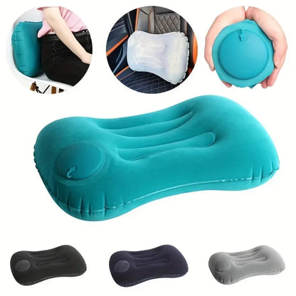 Inflatable Pillow - Compressible Portable Neck Cushion, For Travel, Home, Office & Camping - Multifunctional, Comfortable