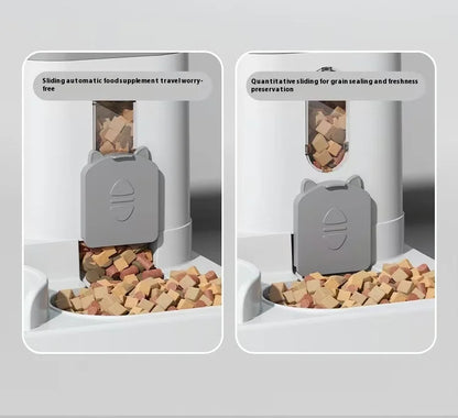 Automatic Feeder with Spill Proof Design with Water Fountain Pet Food Dispenser for Small Medium Large Cats Dogs