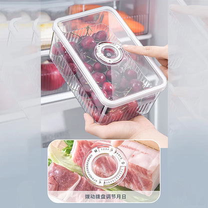Refrigerator Storage Box Timing Fresh Fridge Organizer Vegetable Fruit Food Storage Containers Pantry Kitchen Organizer