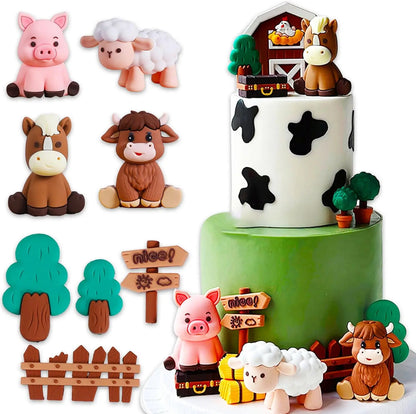 Farm Animal Cake Decoration Farm Birthday Cake Toppers Cow Pig Cake Topper for Farm Animal Baby Shower Birthday Party Decoration