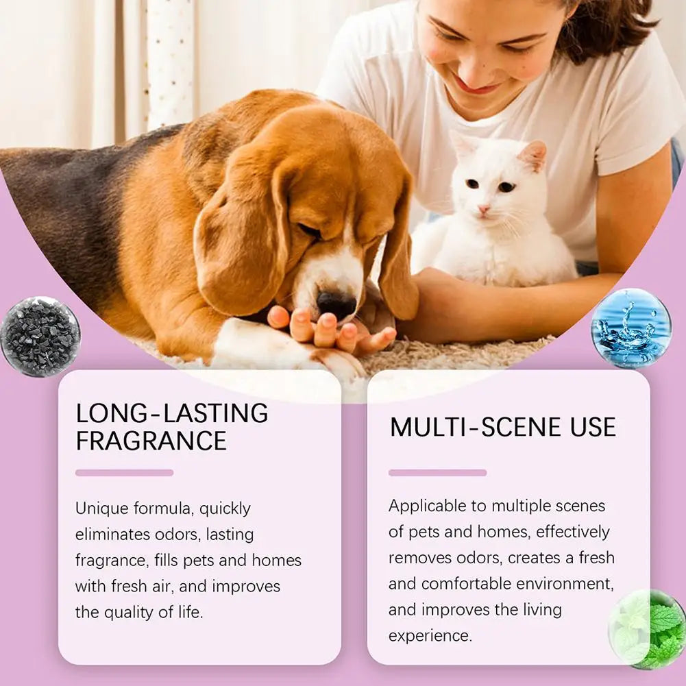 100ml Pet Odor Eliminator Fresh Scent Spray For Dogs Cats Home Deodorizing Solution With Harness Attachment