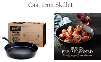 Cast Iron Skillets 10 Frying Pan Non-stick Cast Iron Pan Pre-seasoned Cast Iron Cookware for Camping Indoor and Outdoor Uses