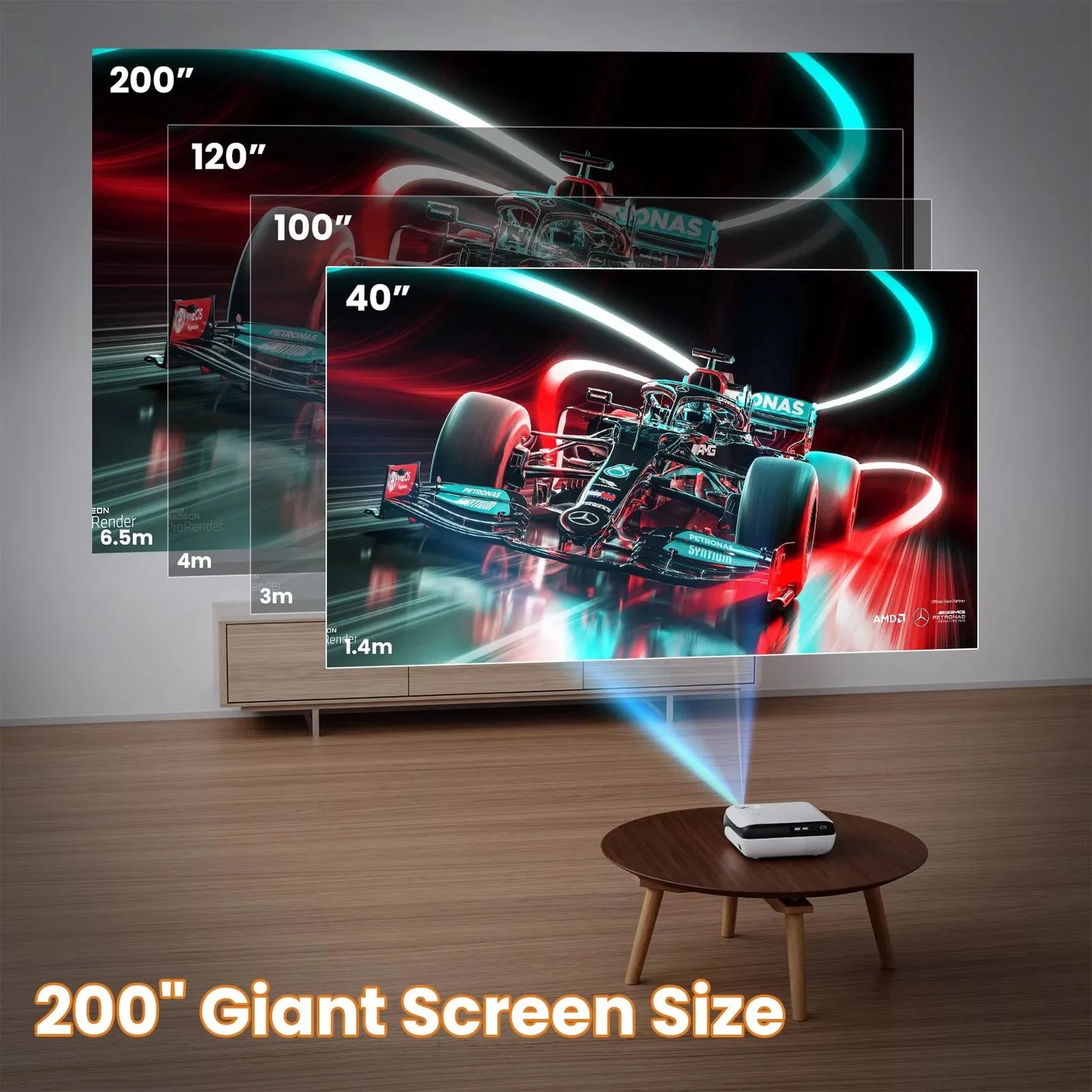 Projector Native 1080P Bluetooth Projector Portable 1920x1080dpi Outdoor Full HD Mini Projector Home Bedroom Speaker 9500Lumens