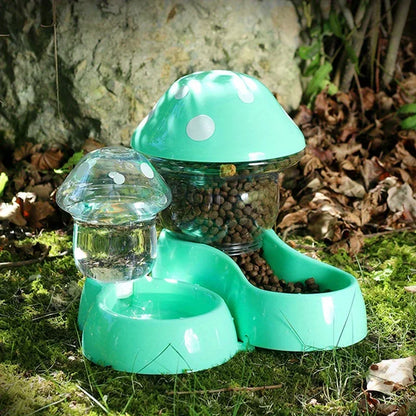 Cat Pet Automatic Feeder Water Dispenser Cute Mushroom Large Capacity Food Container Anti Spill Pet Bowl Water Storage supplies