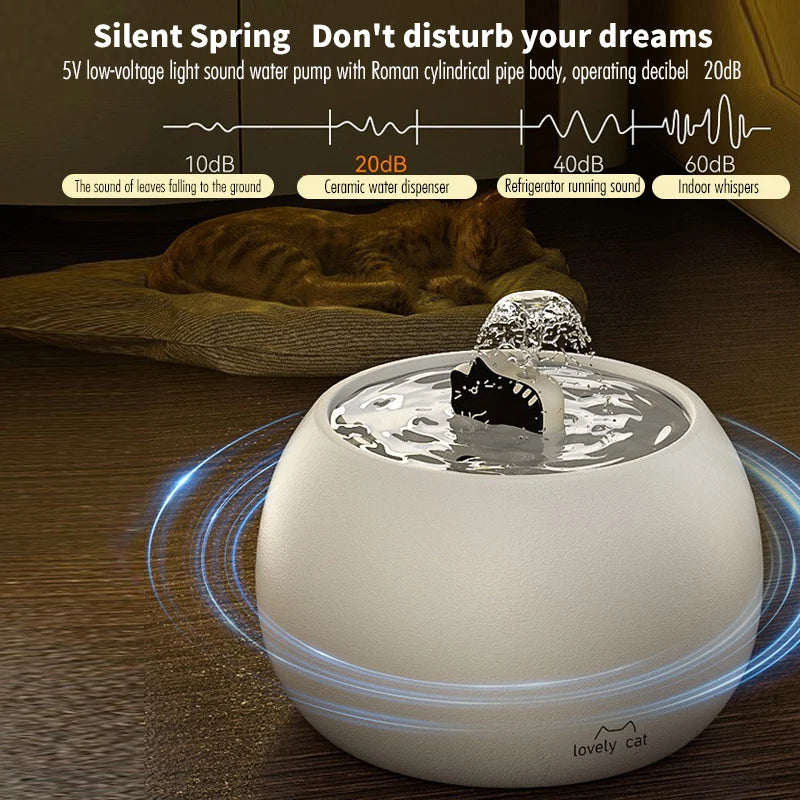 Automatic Pet Water Dispenser Electric Live Water Circulating Filter Ceramic Water Fountain For Cats Water Dispenser Accessories