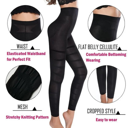 High Waist Leggings Women Sculpting Firm Control Leg Tummy Flat Skinny Slimming Tights Thigh Slimmer Footless Pants Stretchy