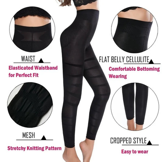 High Waist Leggings Women Sculpting Firm Control Leg Tummy Flat Skinny Slimming Tights Thigh Slimmer Footless Pants Stretchy