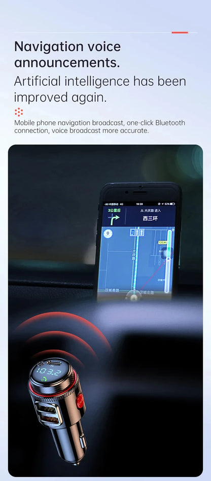 Xiaomi 2025 New PD30W+QC Bluetooth 5.4 Car MP3 Player FM Transmitter Wireless Handsfree U Disk Play USB Car Fast Charge Adapter