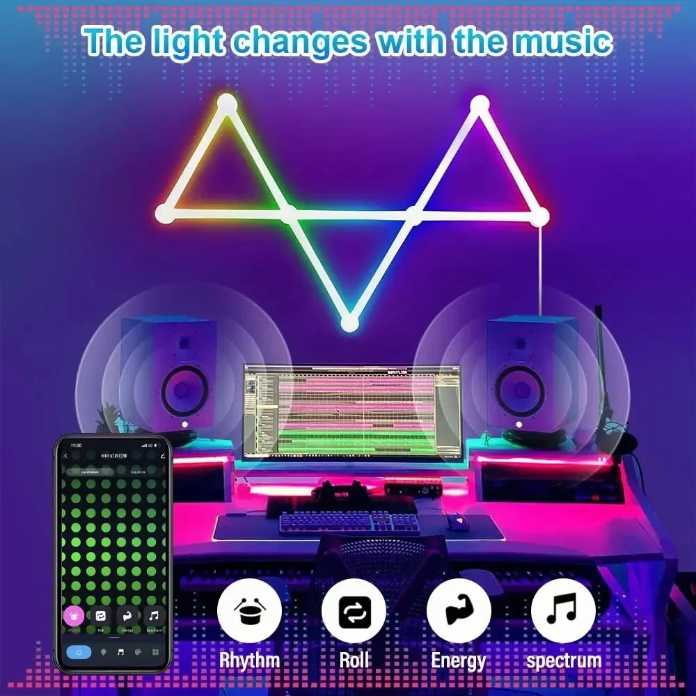 Smart LED Wall Light RGB IC Strip DIY Atmosphere Night Light APP Music Party TV Backlight Bedroom Game Room Decor Night Lights