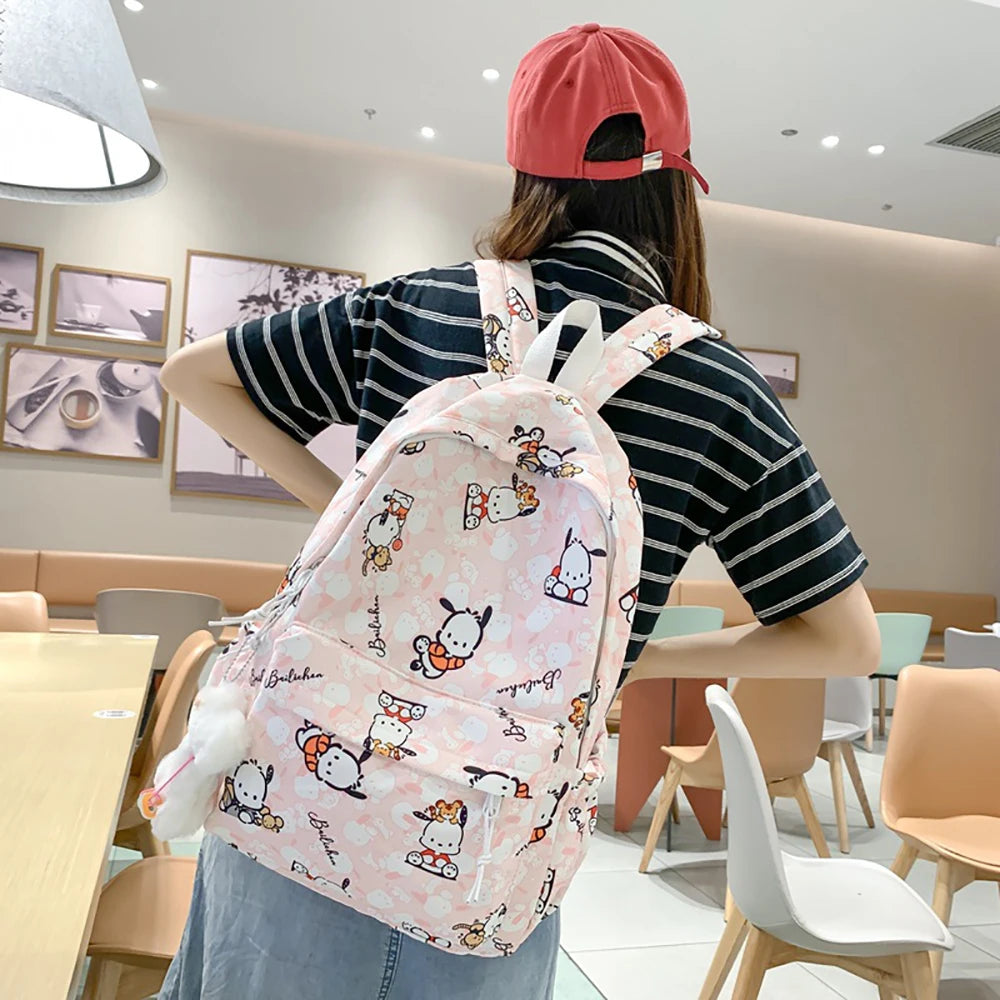 Sanrio Cartoon School Bags Pochacco Schoolbags High School College Students Backpacks with Keychain Student Handbags Pencil Case