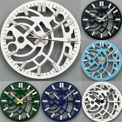 NH70 NH72 29mm black white green blue Hollowing Out Watch Dial and Hand Set green luminous Fit  NH70 NH72  Movt