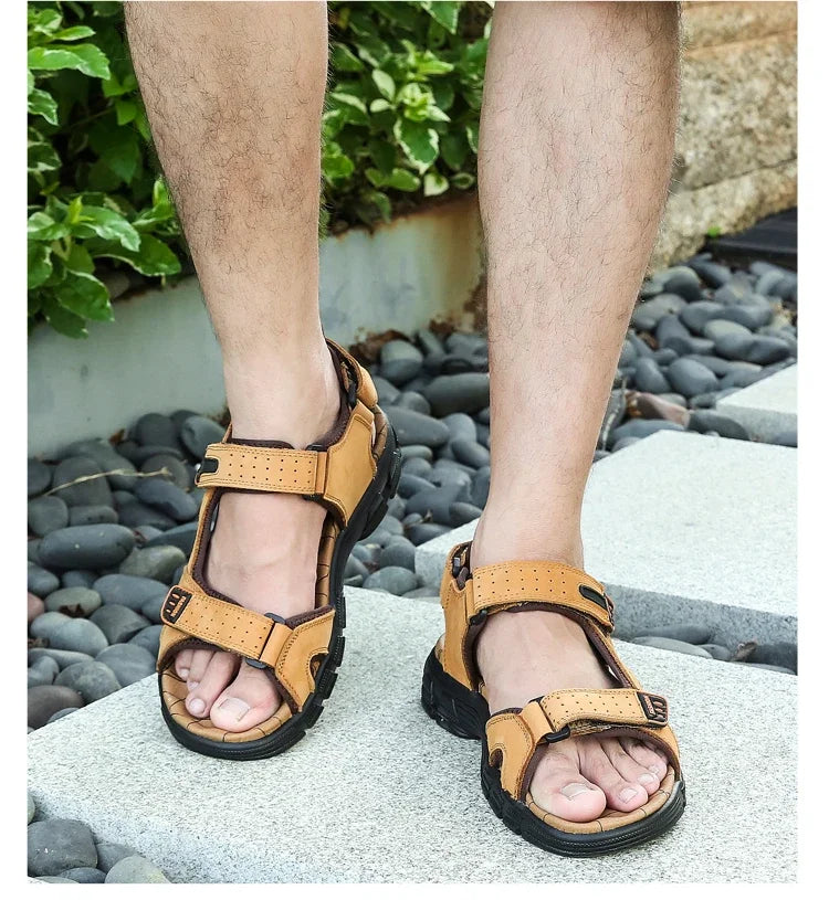 Summer Men's Sandals 2024 Trending Adult Men's Sandal Original Brands Shoes Man's Leather Sandal Sandals for Boy Trend Designer