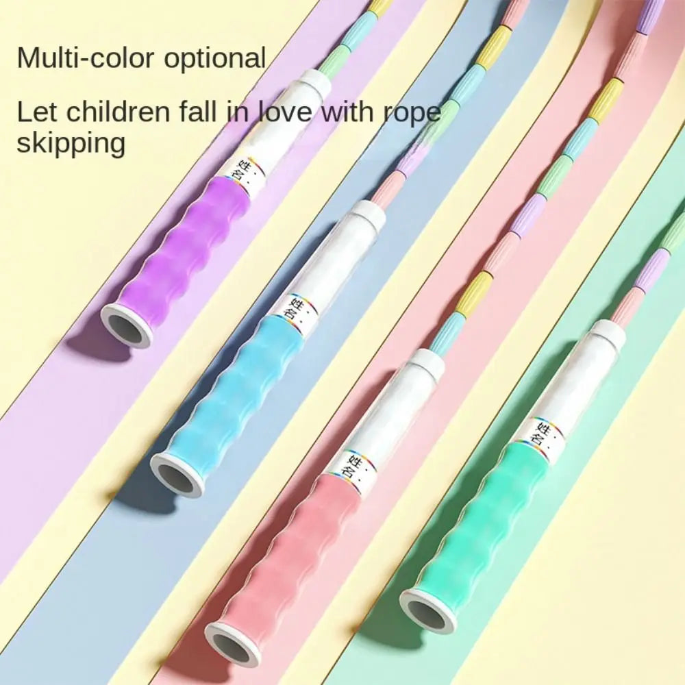 Bamboo Joint Soft Bead Skipping Rope 2.8m Solid Color Segmented Fitness Jump Rope Durable Anti-Skid Sports Rope