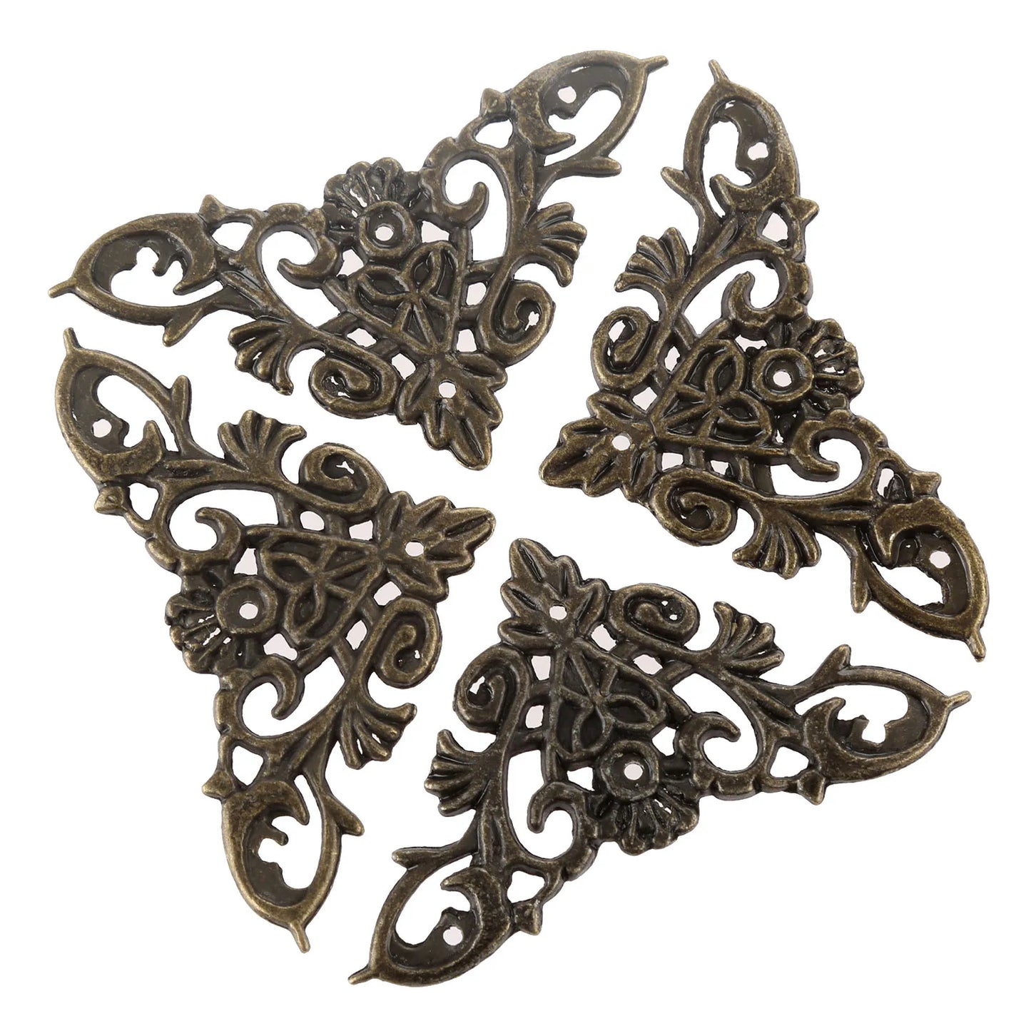 4Pcs Furniture Floral Corner Protector Guards Edge Cover Decor Jewelry Case Box Book Scrapbook Album Corner Protector with Nail