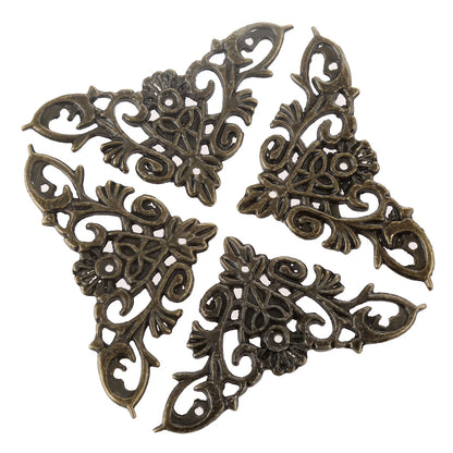 4Pcs Furniture Floral Corner Protector Guards Edge Cover Decor Jewelry Case Box Book Scrapbook Album Corner Protector with Nail