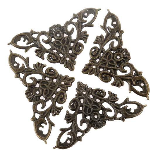 4Pcs Furniture Floral Corner Protector Guards Edge Cover Decor Jewelry Case Box Book Scrapbook Album Corner Protector with Nail