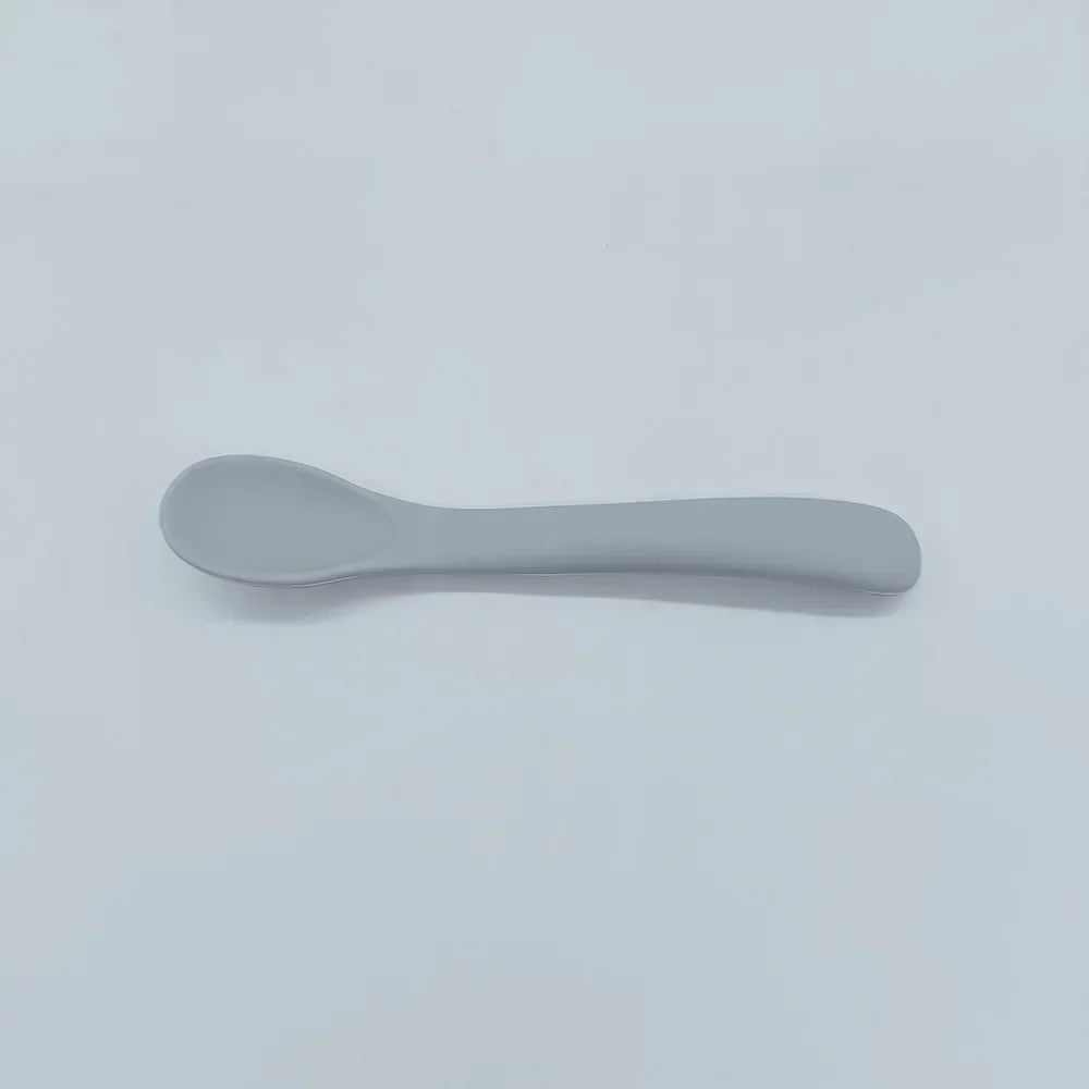 Silicone Baby Learn To Eat Spoon Small Curved Spoon Soft Rubber Feeding Silicone Cutlery Baby Training Spoon