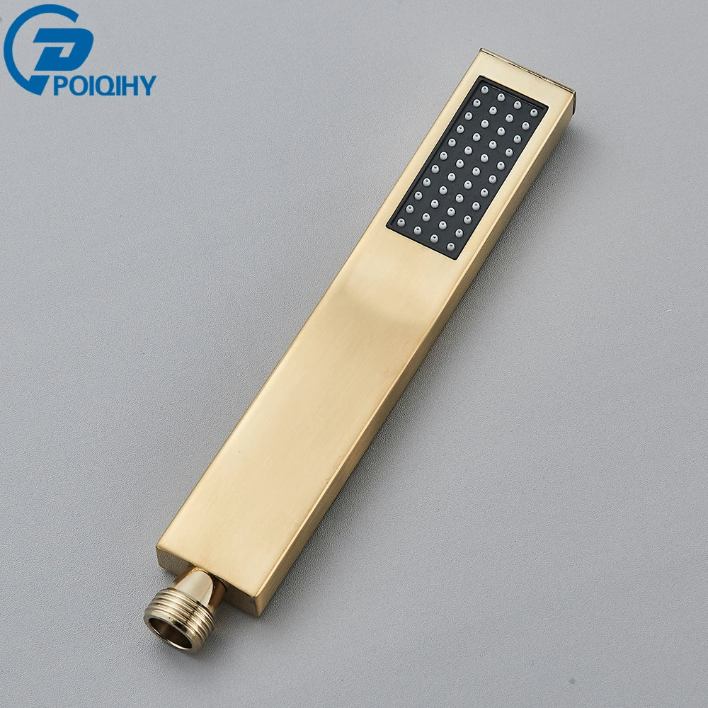 Brass Hand Held Shower Head Black Golden Handshower Head 100% Copper Head Faucet Accessory Single Function Shower Head