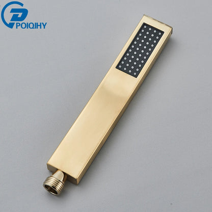 Brass Hand Held Shower Head Black Golden Handshower Head 100% Copper Head Faucet Accessory Single Function Shower Head