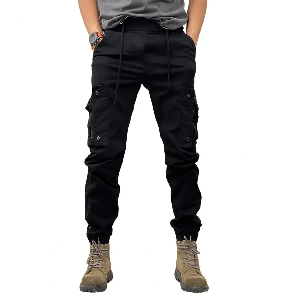 Cargo Pants for Mens Elastic Casual Trousers Zipper Multi-Pocket Joggers