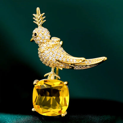 fashion crystal stone bird brooch women's mens coat accessories pins
