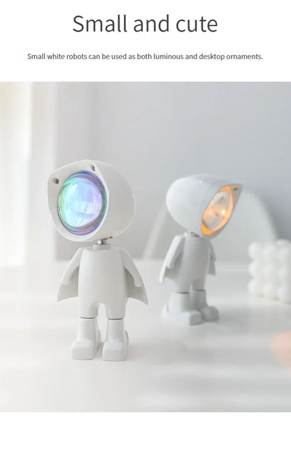 LED Seven Colors Light Sunset Light Astronaut Light Rainbow Projection Night Light 360Degree Rotation Rechargeable Ambient Light