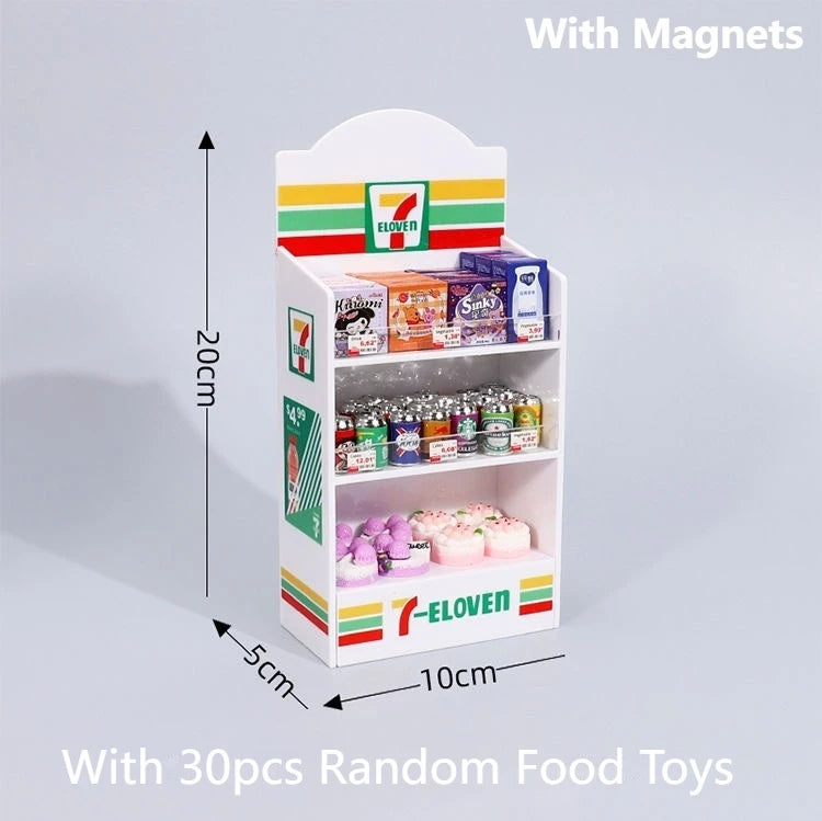 3d Fridge Magnets Miniature Fridge Shelfs Freezer Magnetic Refrigerator Sticker With Food Toys Home Decore Dollhouse Models