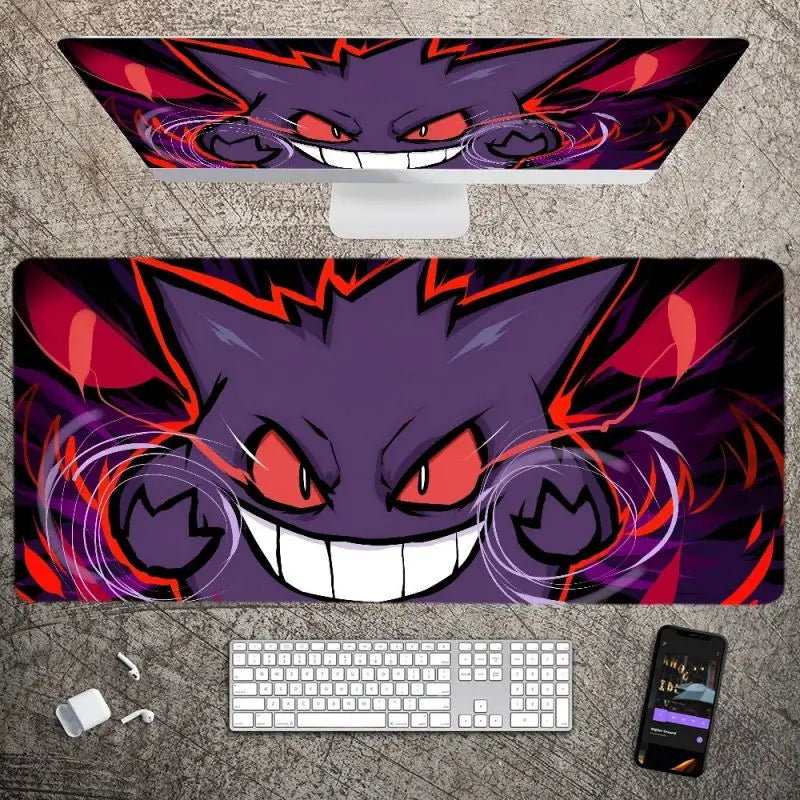 MINISO P-Pokemon-Gengar Grande Mousepad Large Gaming Mouse Pad Lock Edge Thickened Computer Keyboard Table Desk Mat