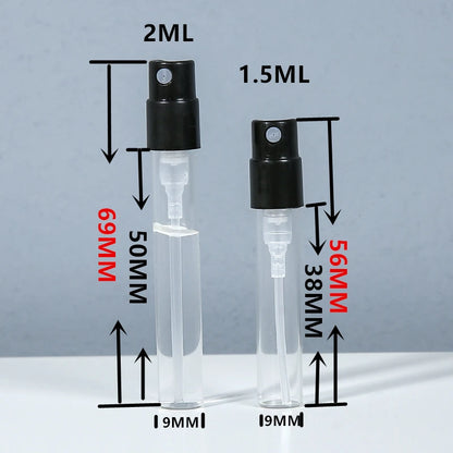 500pcs Invisible Springs Sprayer 1.5ml 1.8ml 2ml 2.5ml Bayonet Glass Perfume Bottle Sample Refillable For Fragrance Perfume