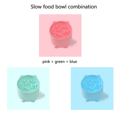 Dog slow food bowl small cat and dog anti-choking bowl neck protection design cat and dog feeding device pet supplies