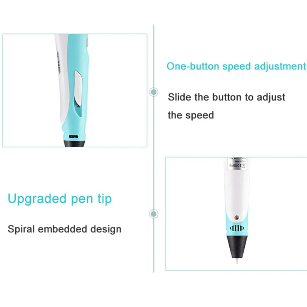 3D Printing Pen Diy Drawing Pens with Lcd Screen Pla Printing 1.75Mm Filament Birthday Christmas Toys Gifts for Kids