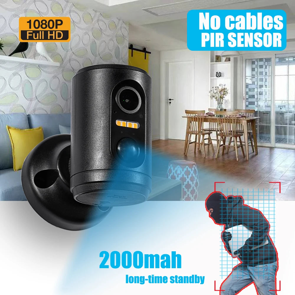 1080P Solar Mini Camera Wifi Recharge Battery Indoor PIR Human Detection Wireless CCTV Surveillance IP Home Alarm Video Cameras